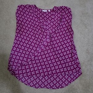 New York & Company Magenta Patterned Blouse